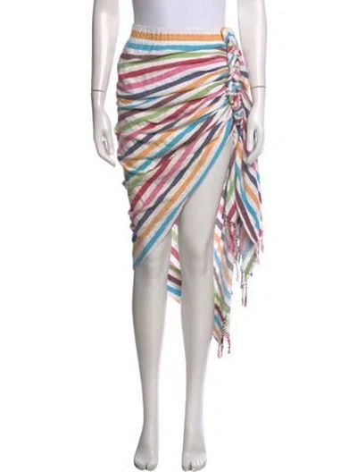 Pre-owned Just Bee Queen Striped Long Skirt In White