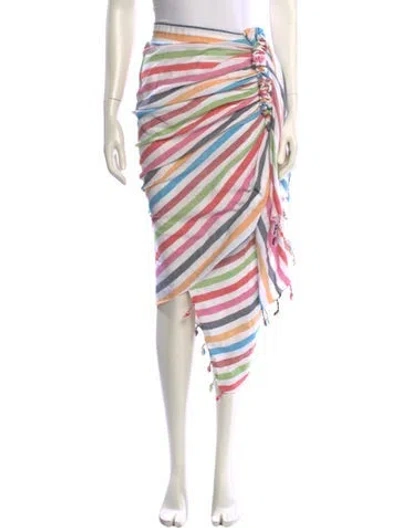 Pre-owned Just Bee Queen Striped Midi Length Skirt In Blue