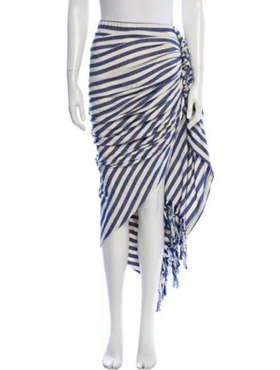 Pre-owned Just Bee Queen Striped Midi Length Skirt In Blue