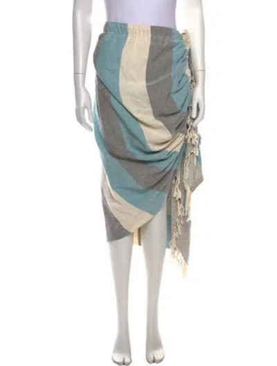 Pre-owned Just Bee Queen Striped Midi Length Skirt In Blue/neutrals