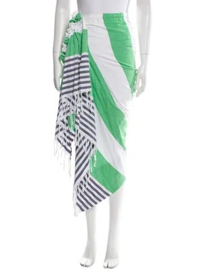 Pre-owned Just Bee Queen Striped Midi Length Skirt In Green