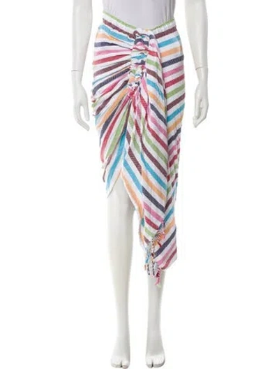 Pre-owned Just Bee Queen Striped Midi Length Skirt In Neutral
