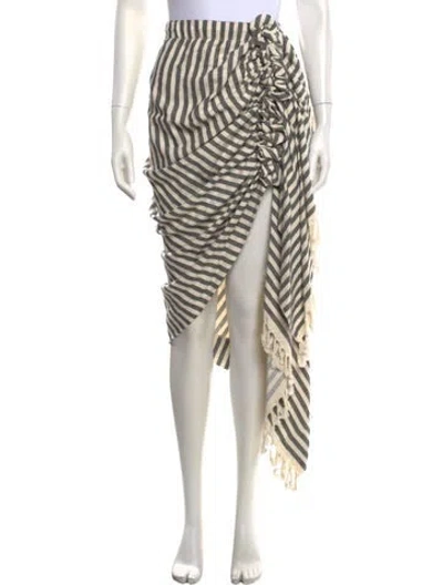 Pre-owned Just Bee Queen Striped Midi Length Skirt In Neutrals