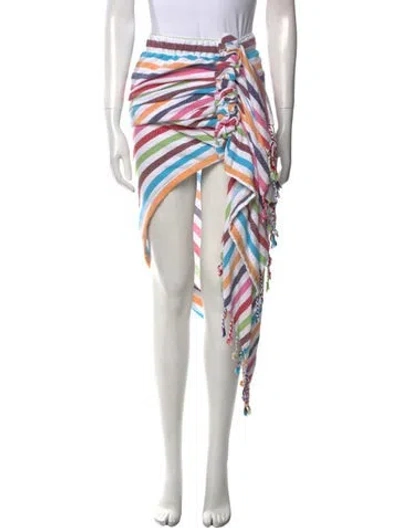 Pre-owned Just Bee Queen Striped Midi Length Skirt In White