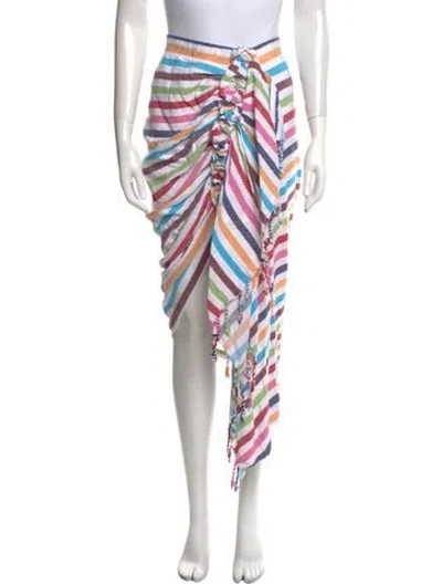 Pre-owned Just Bee Queen Striped Midi Length Skirt In White