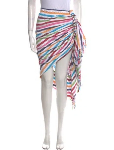 Pre-owned Just Bee Queen Striped Midi Length Skirt In White