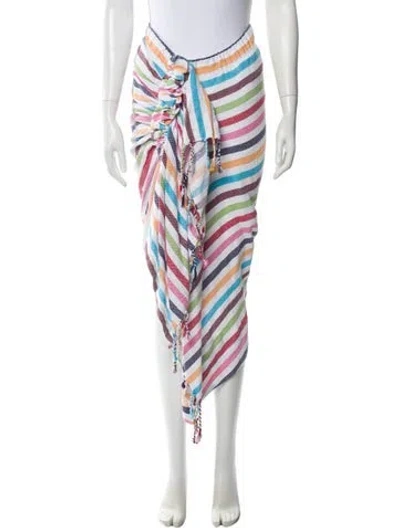 Pre-owned Just Bee Queen Striped Midi Length Skirt In White