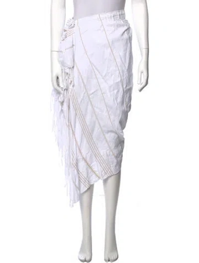 Pre-owned Just Bee Queen Striped Midi Length Skirt In White