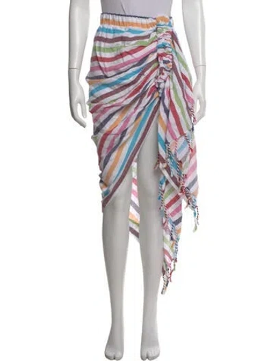 Pre-owned Just Bee Queen Striped Midi Length Skirt In White