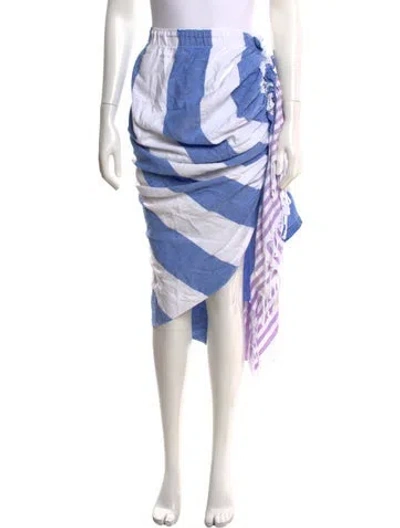 Pre-owned Just Bee Queen Striped Midi Length Skirt In White