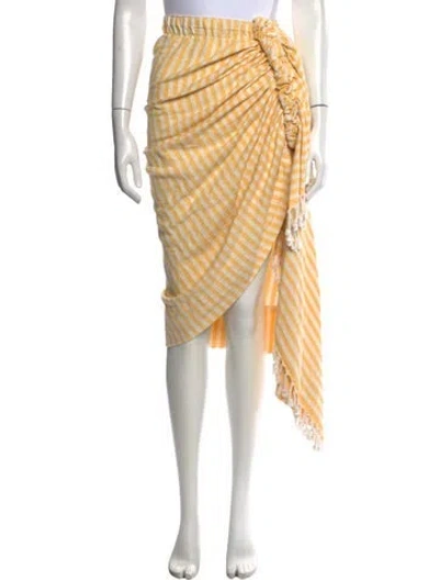 Pre-owned Just Bee Queen Striped Midi Length Skirt In Yellow
