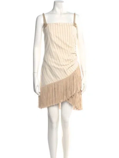 Pre-owned Just Bee Queen Striped Mini Dress In Neutral