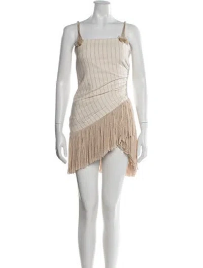 Pre-owned Just Bee Queen Striped Mini Dress In Neutral