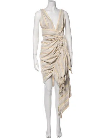 Pre-owned Just Bee Queen Striped Mini Dress In Neutrals
