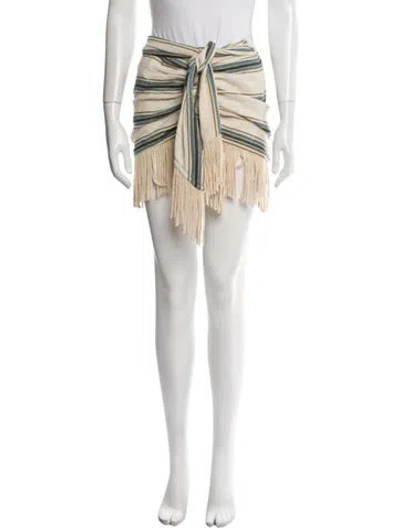 Pre-owned Just Bee Queen Striped Mini Skirt In White