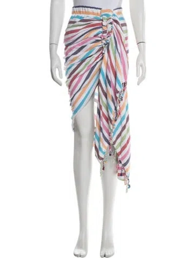Pre-owned Just Bee Queen Striped Mini Skirt In White