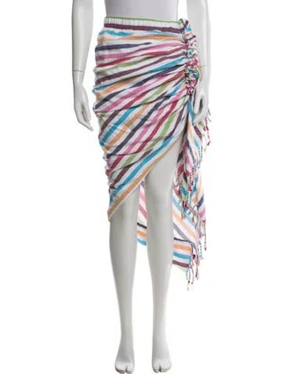 Pre-owned Just Bee Queen Striped Ruffle Embellishment Cover-up In Blue