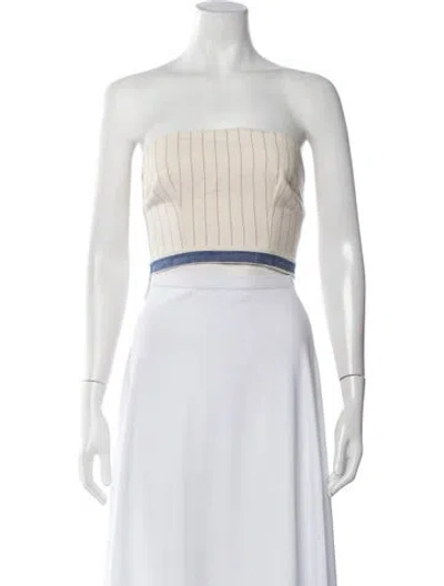 Pre-owned Just Bee Queen Striped Strapless Crop Top W/ Tags In White
