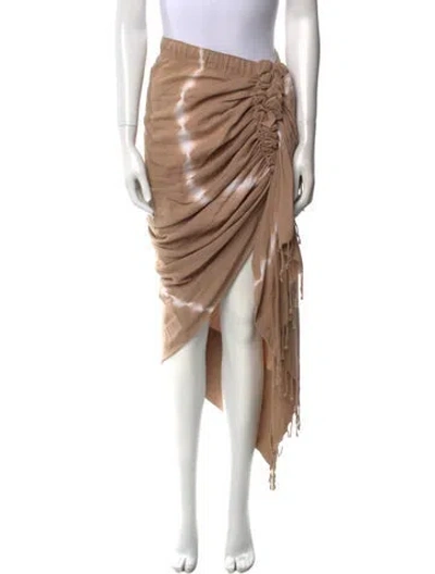 Pre-owned Just Bee Queen Tassel Accents Long Skirt In Neutral