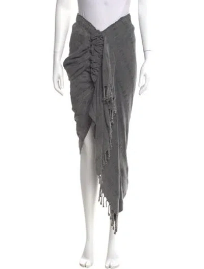 Pre-owned Just Bee Queen Tassel Accents Midi Length Skirt In Gray