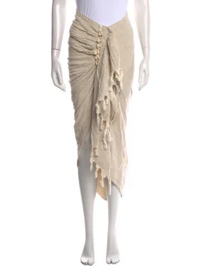Pre-owned Just Bee Queen Tassel Accents Midi Length Skirt In Neutrals