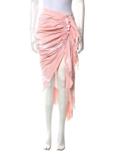 Pre-owned Just Bee Queen Tassel Accents Midi Length Skirt In Pink