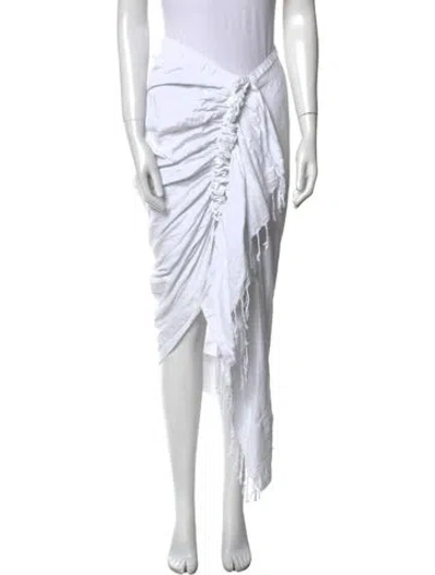 Pre-owned Just Bee Queen Tassel Accents Midi Length Skirt In White