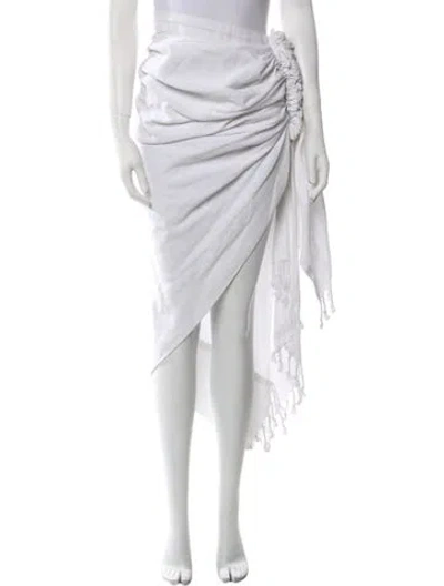 Pre-owned Just Bee Queen Tassel Accents Midi Length Skirt In White