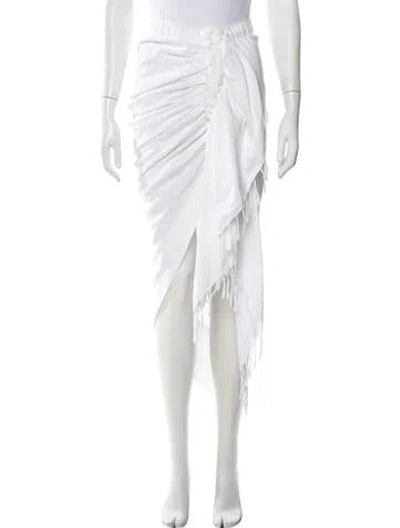 Pre-owned Just Bee Queen Tassel Accents Midi Length Skirt In White