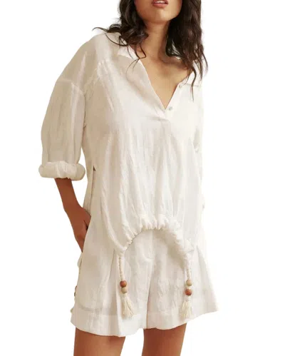 Just Bee Queen Thea Top In Oyster In Beige