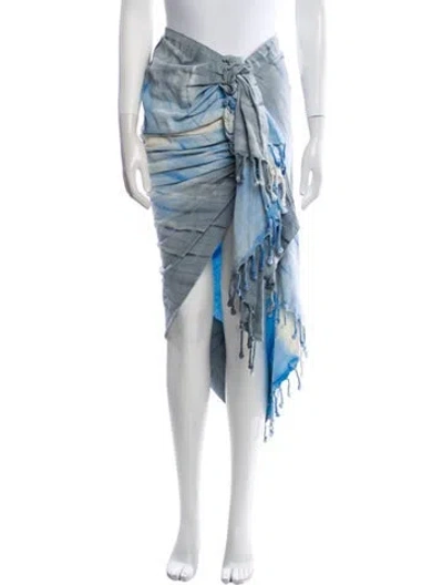 Pre-owned Just Bee Queen Tie-dye Print Long Skirt In Blue