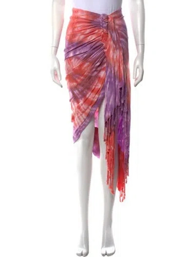 Pre-owned Just Bee Queen Tie-dye Print Long Skirt In Purple