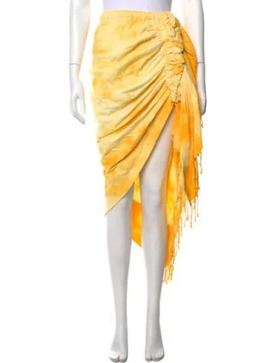 Pre-owned Just Bee Queen Tie-dye Print Long Skirt In Yellow