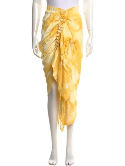 Pre-owned Just Bee Queen Tie-dye Print Long Skirt In Yellow