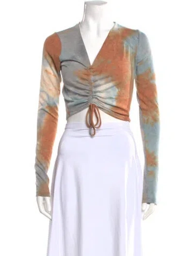 Pre-owned Just Bee Queen Tie-dye Print V-neck Crop Top W/ Tags In Multi