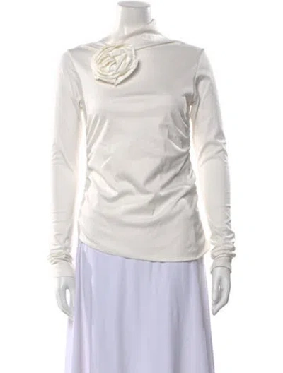 Pre-owned Just Bee Queen Turtleneck Long Sleeve Top In White