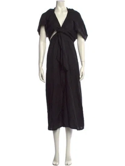 Pre-owned Just Bee Queen V-neck Long Dress In Black