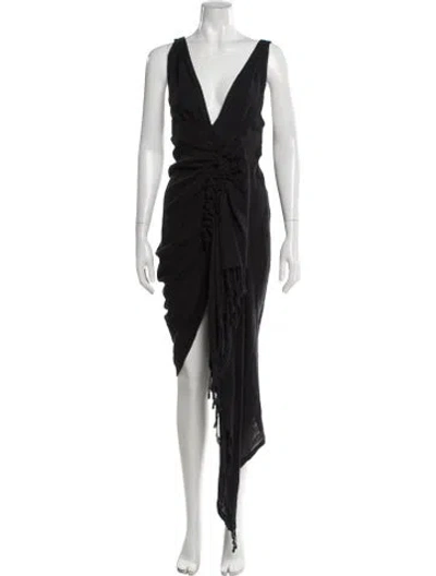 Pre-owned Just Bee Queen V-neck Long Dress In Black