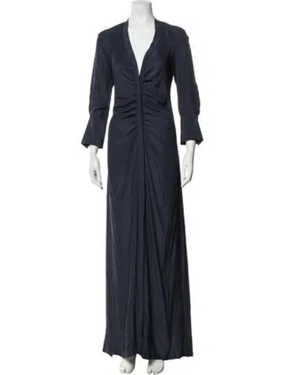 Pre-owned Just Bee Queen V-neck Long Dress In Blue