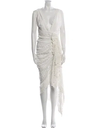 Pre-owned Just Bee Queen V-neck Long Dress In Neutral