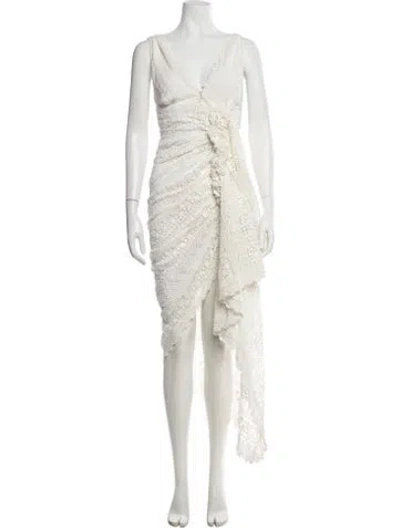 Pre-owned Just Bee Queen V-neck Long Dress In Neutral