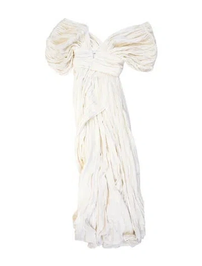 Pre-owned Just Bee Queen V-neck Long Dress In Neutrals