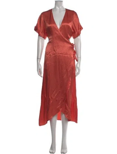 Pre-owned Just Bee Queen V-neck Long Dress In Red