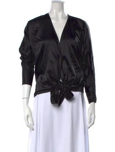 Pre-owned Just Bee Queen V-neck Long Sleeve Top In Black