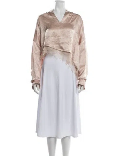 Pre-owned Just Bee Queen V-neck Long Sleeve Top In Pink