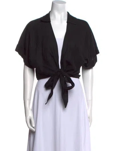 Pre-owned Just Bee Queen V-neck Short Sleeve Crop Top In Black