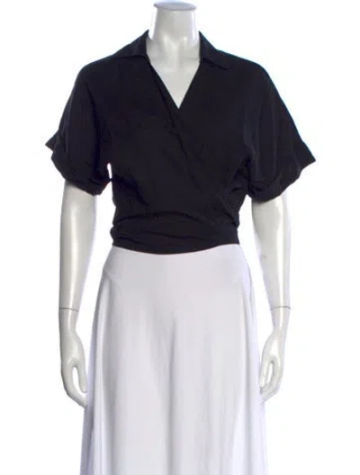 Pre-owned Just Bee Queen V-neck Short Sleeve Crop Top In Black