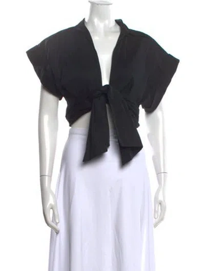 Pre-owned Just Bee Queen V-neck Short Sleeve Crop Top In Black