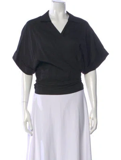 Pre-owned Just Bee Queen V-neck Short Sleeve Top In Black