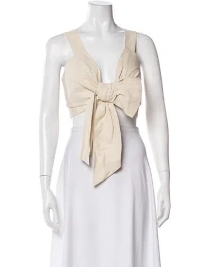 Pre-owned Just Bee Queen V-neck Sleeveless Crop Top In Neutrals